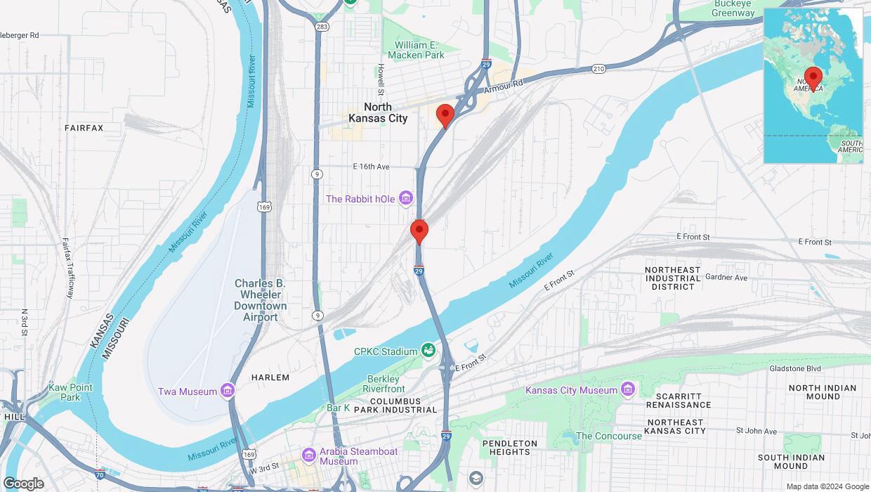A detailed map that shows the affected road due to 'Reports of a crash on northbound I-29/I-35' on October 11th at 3:07 p.m.