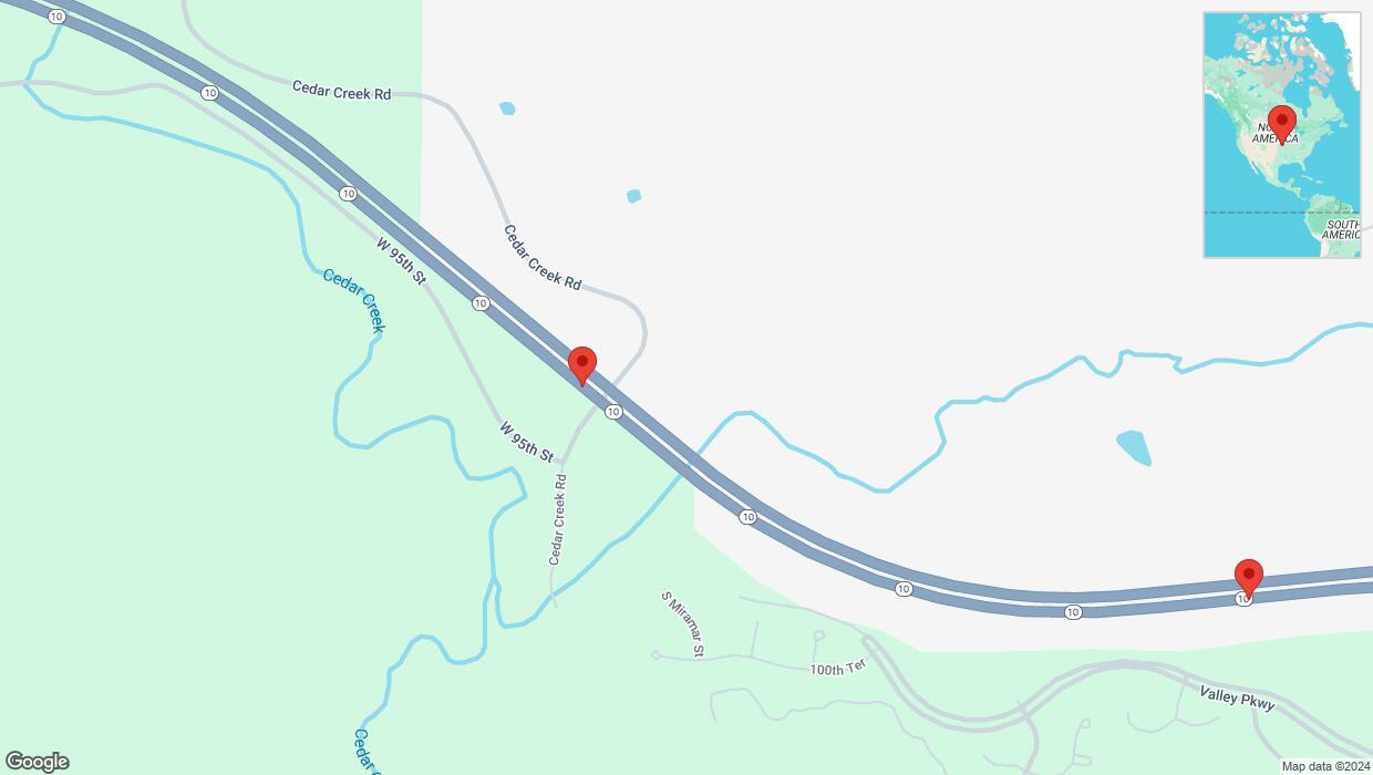 A detailed map that shows the affected road due to 'Left lane on K-10 closed in De Soto' on October 11th at 3:25 p.m.