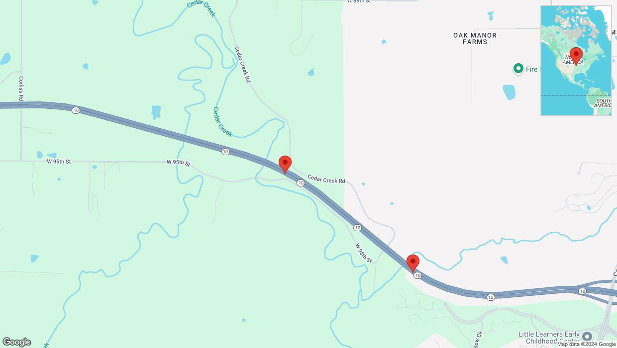A detailed map that shows the affected road due to 'Left lane on K-10 closed in De Soto' on October 11th at 4:25 p.m.