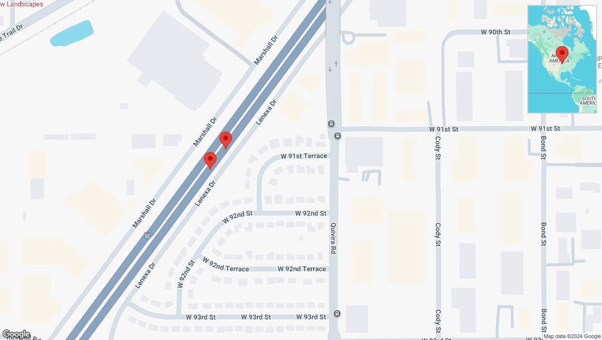 A detailed map that shows the affected road due to 'Broken down vehicle on eastbound I-35 in Lenexa' on October 12th at 7:07 p.m.