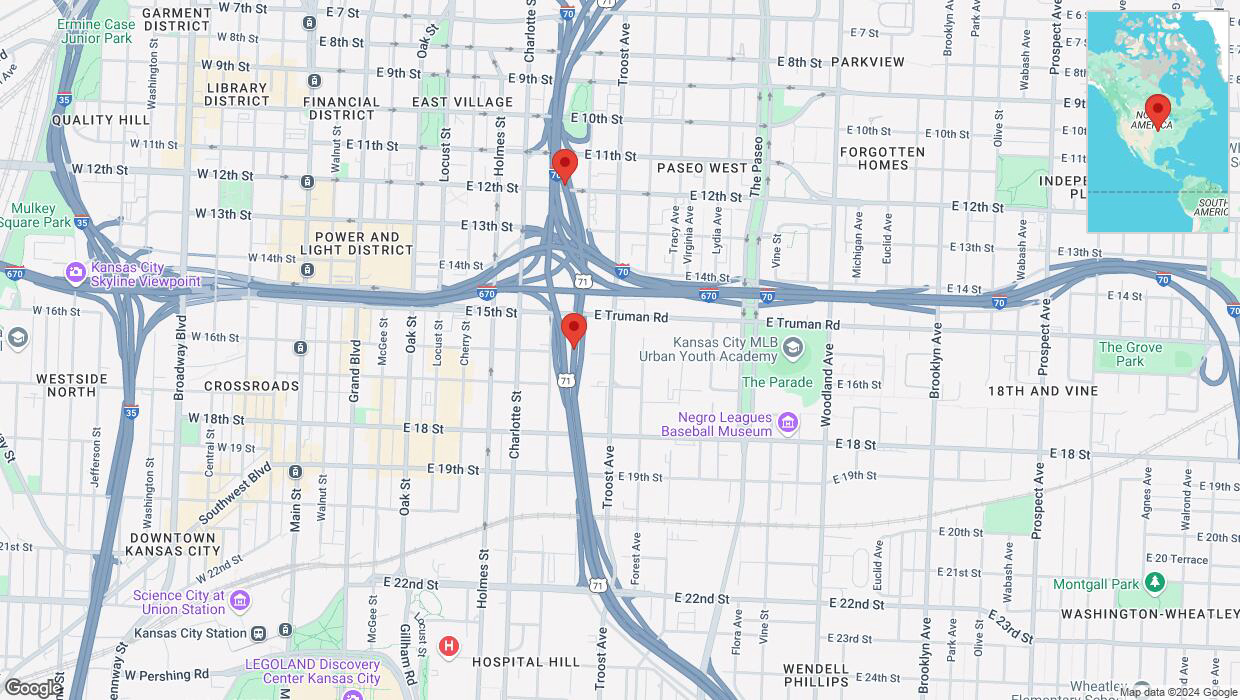 A detailed map that shows the affected road due to 'Crash report: US-71' on October 12th at 9:07 p.m.