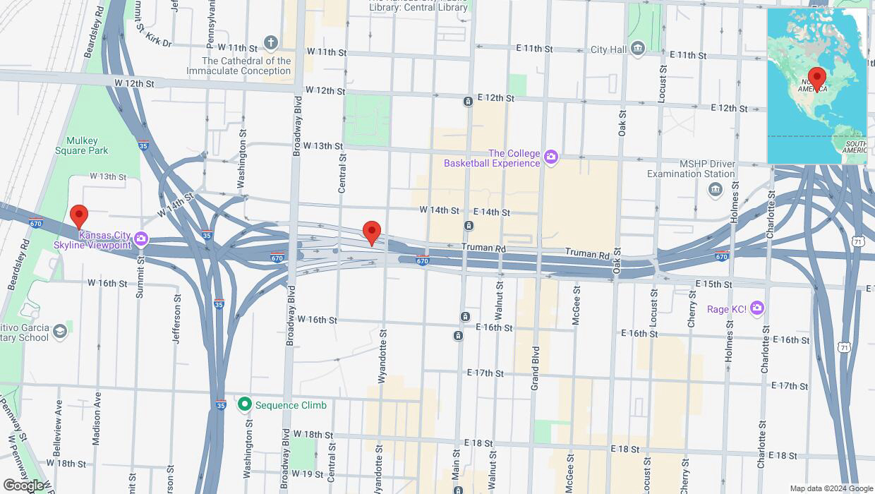 A detailed map that shows the affected road due to 'Kansas City: I-670 closed' on October 12th at 10:19 p.m.