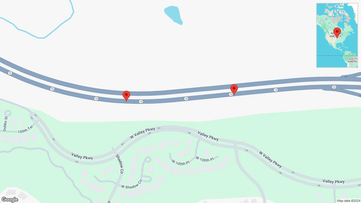 A detailed map that shows the affected road due to 'Broken down vehicle on eastbound K-10 in Lenexa' on October 14th at 2:30 p.m.