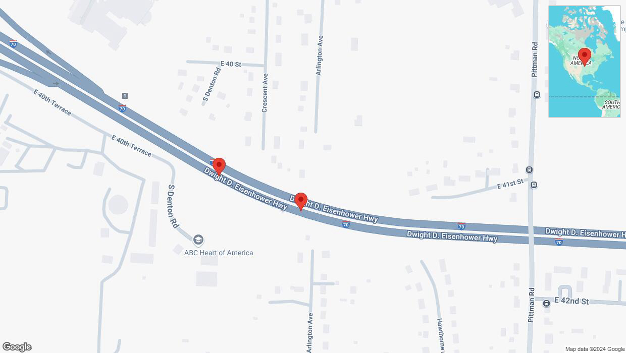 A detailed map that shows the affected road due to 'A crash has been reported on eastbound I-70' on October 14th at 9:11 p.m.