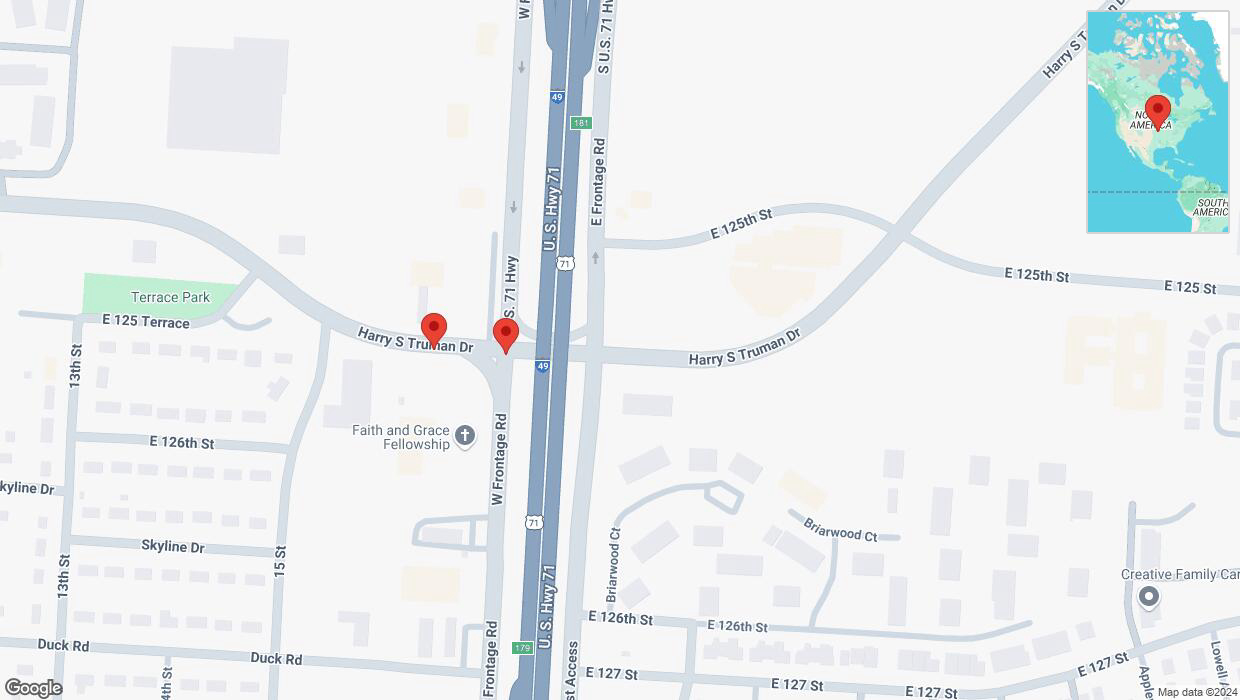A detailed map that shows the affected road due to 'Grandview: Harry S Truman Drive temporarily closed' on October 17th at 11:46 p.m.