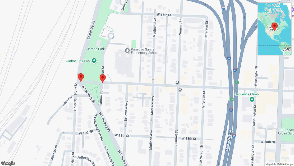 A detailed map that shows the affected road due to 'Jarboe Street closed in Kansas City' on October 20th at 2:27 p.m.