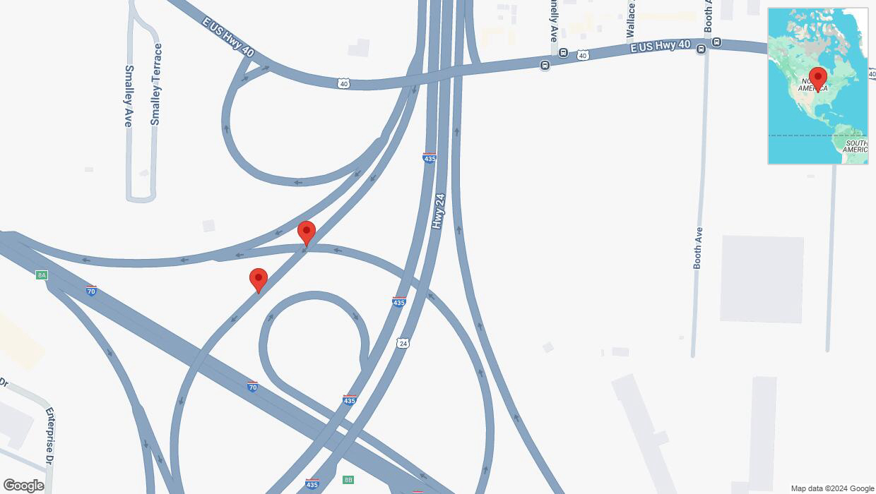 A detailed map that shows the affected road due to 'Crash reported in Kansas City' on October 21st at 4:03 p.m.