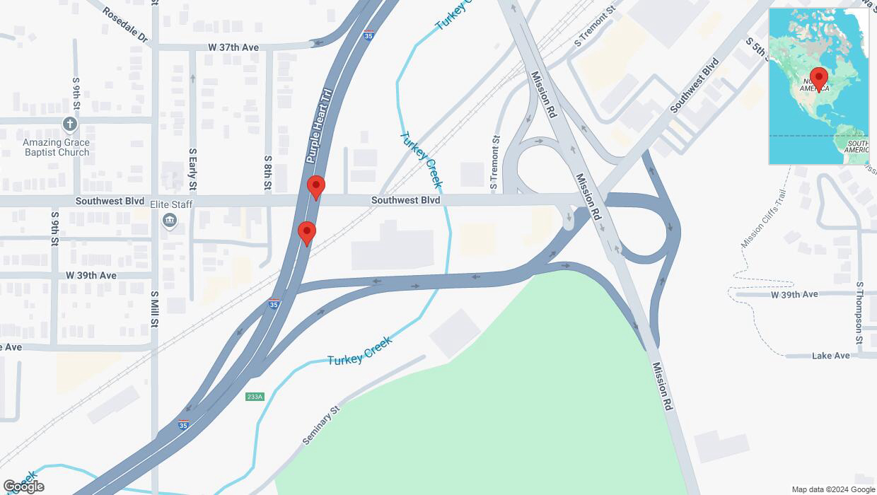 A detailed map that shows the affected road due to 'Warning: Crash on northbound I-35 in Kansas City' on October 21st at 5:15 p.m.