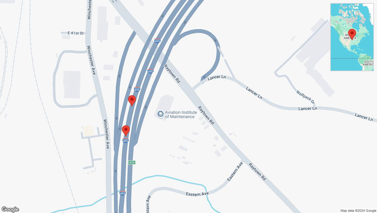 A detailed map that shows the affected road due to 'Broken down vehicle on southbound I-435 in Kansas City' on October 21st at 7:45 p.m.