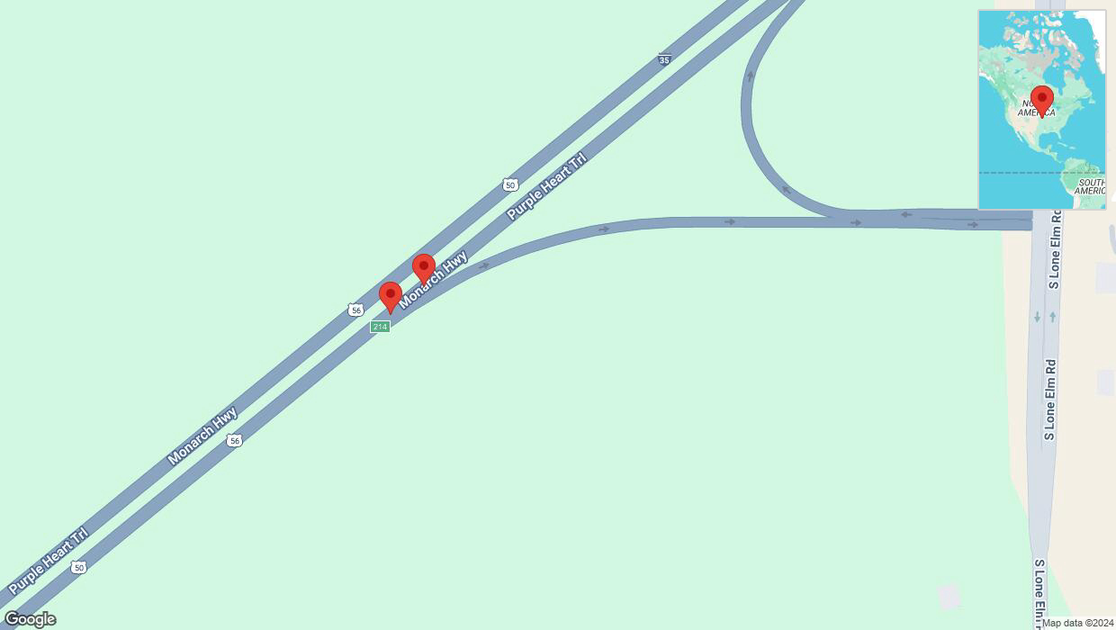 A detailed map that shows the affected road due to 'Broken down vehicle on eastbound I-35 in Olathe' on October 22nd at 2:15 p.m.