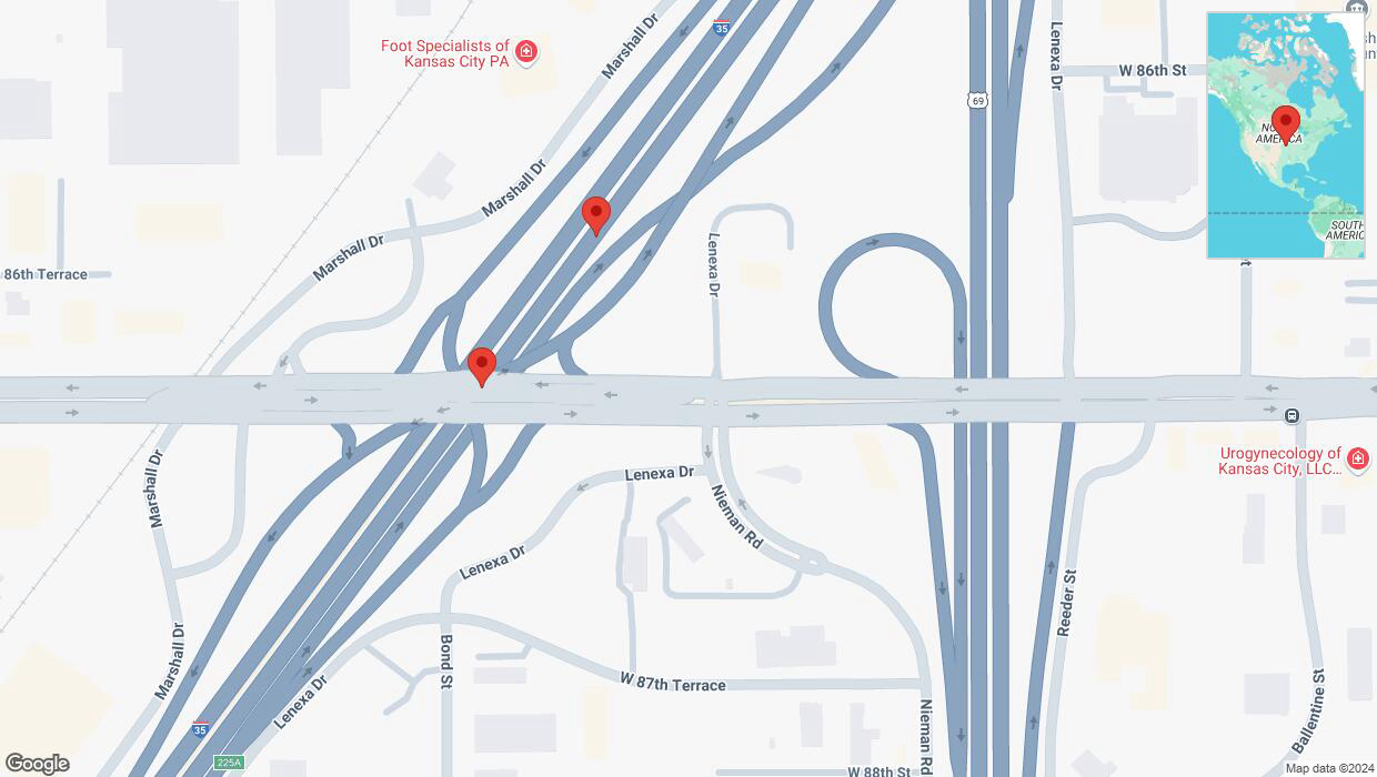 A detailed map that shows the affected road due to 'Crash report: I-35' on October 23rd at 7:27 p.m.