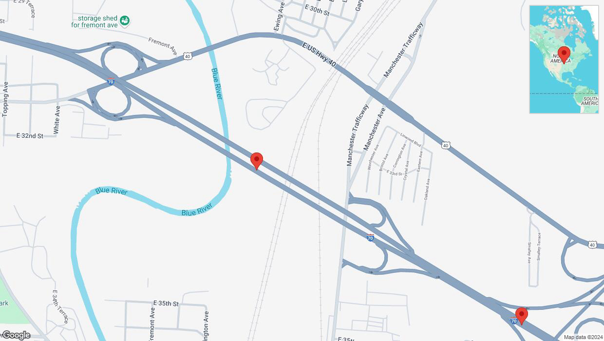 A detailed map that shows the affected road due to 'Crash update: I-70' on October 25th at 10:57 p.m.