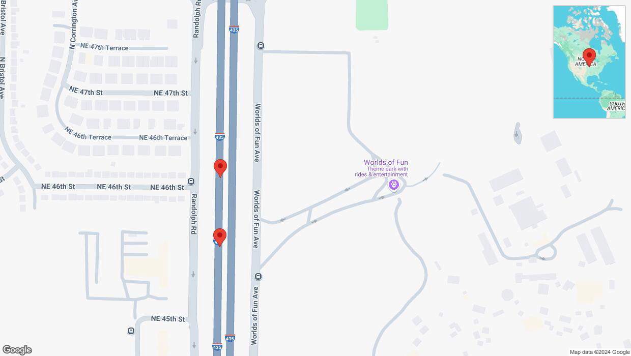 A detailed map that shows the affected road due to 'Broken down vehicle on southbound I-435 in Kansas City' on October 26th at 6:39 p.m.