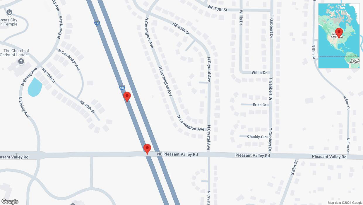 A detailed map that shows the affected road due to 'Broken down vehicle on southbound I-435 in Kansas City' on October 28th at 6:04 p.m.