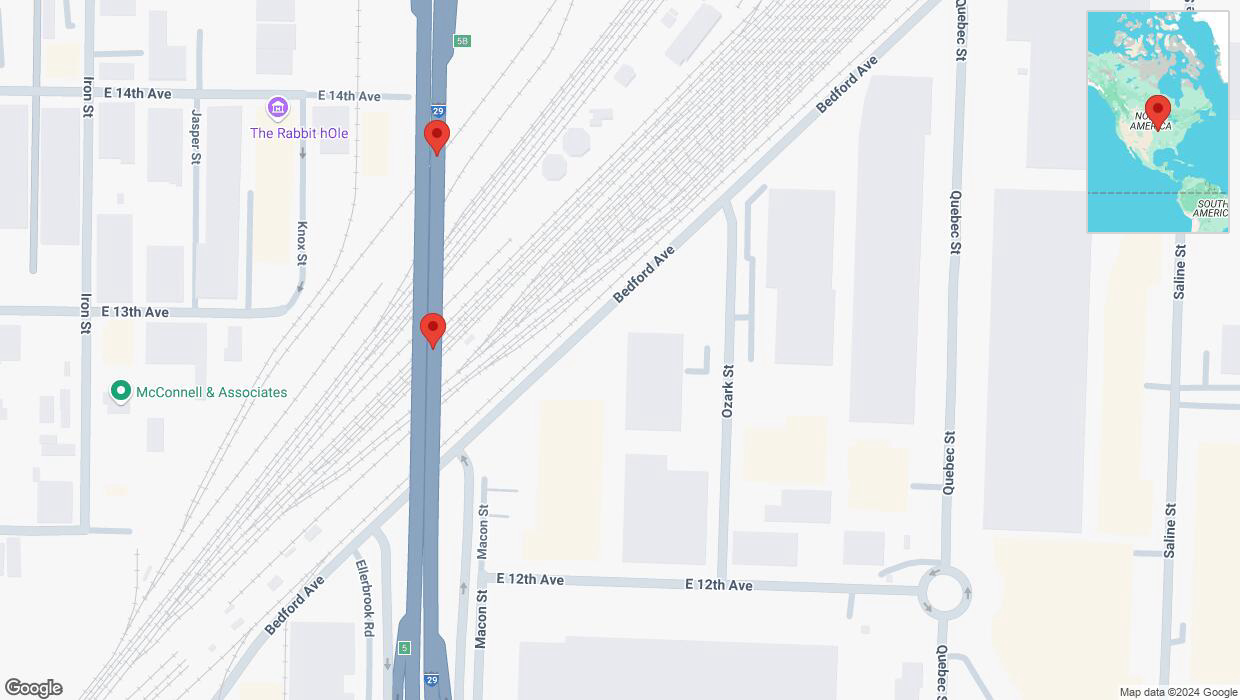 A detailed map that shows the affected road due to 'Crash reported on northbound I-29/I-35 in North Kansas City' on October 30th at 4:11 p.m.