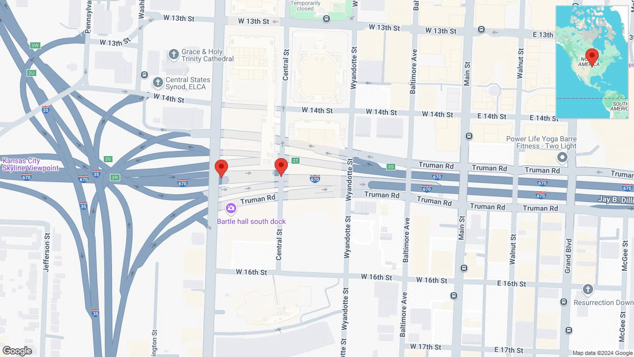 A detailed map that shows the affected road due to 'Warning: Crash on eastbound I-670 in Kansas City' on November 1st at 3:53 p.m.