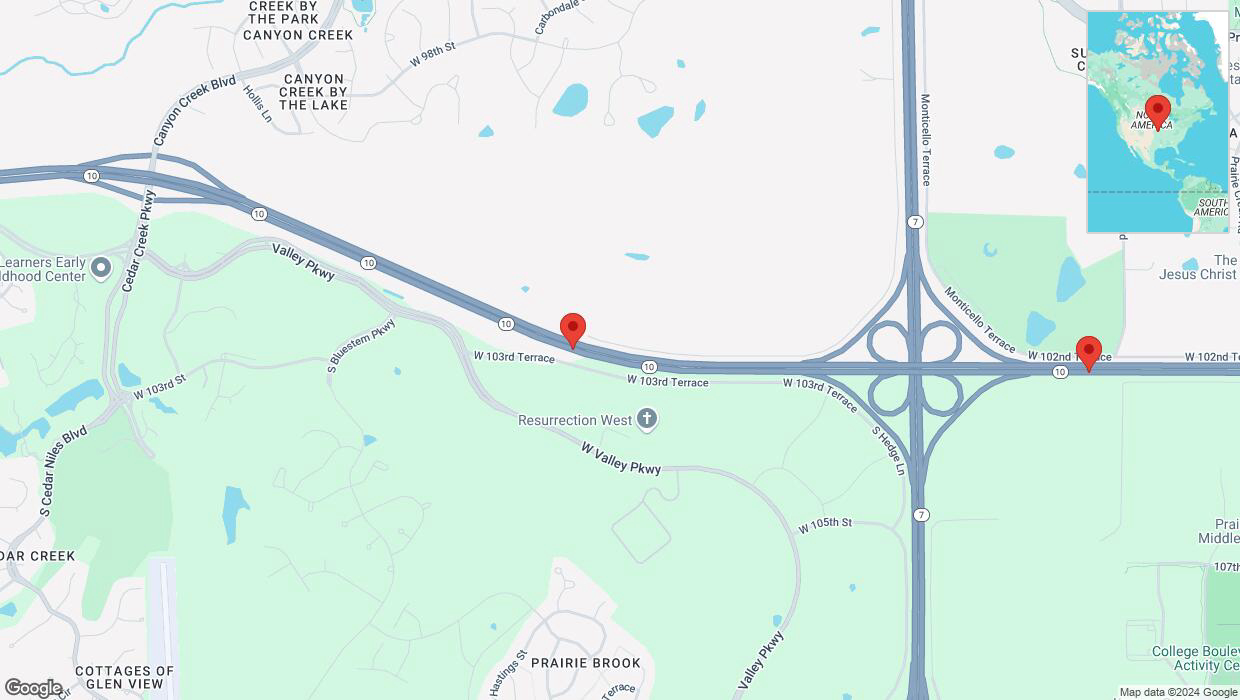 A detailed map that shows the affected road due to 'Reports of a crash on eastbound K-10' on November 1st at 7:35 p.m.