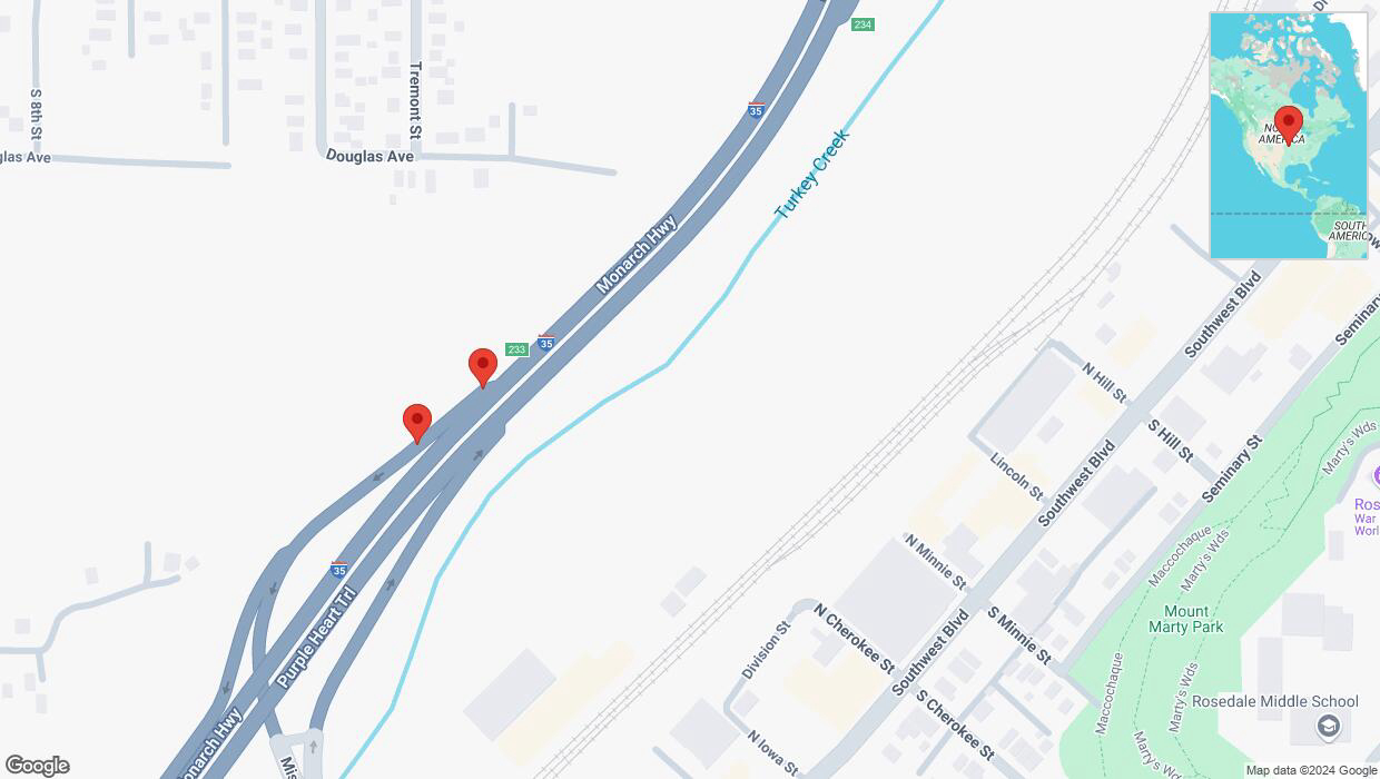 A detailed map that shows the affected road due to 'Reports of a crash on Custer Avenue' on November 2nd at 11:36 p.m.