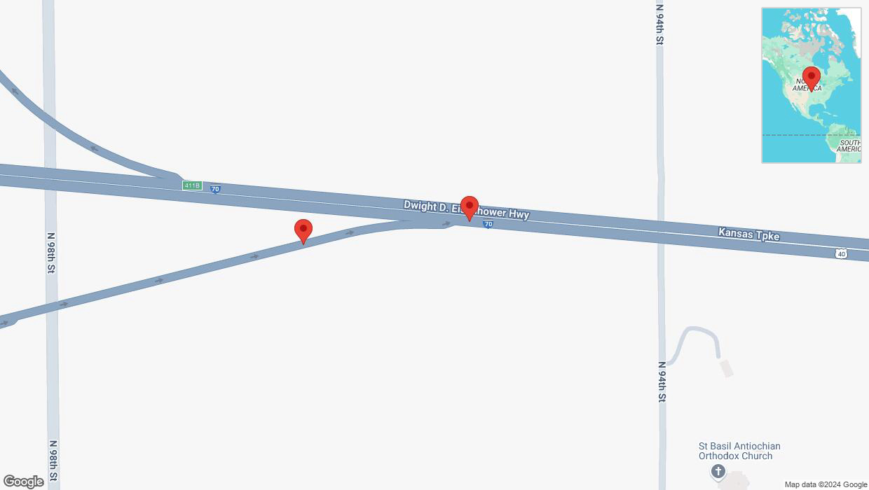 A detailed map that shows the affected road due to 'Crash update: Kansas Turnpike' on November 3rd at 8:35 p.m.