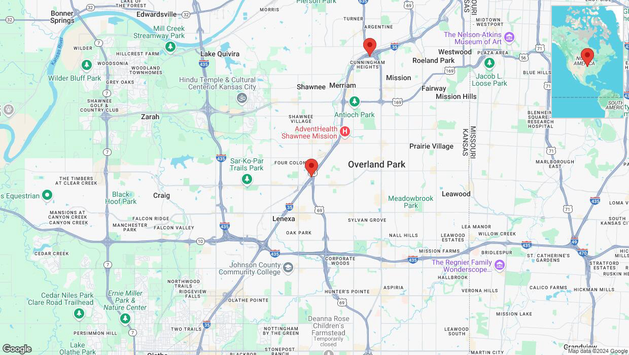 A detailed map that shows the affected road due to 'Drivers cautioned as heavy rain triggers traffic concerns on eastbound I-35 in Lenexa' on November 4th at 5:53 p.m.