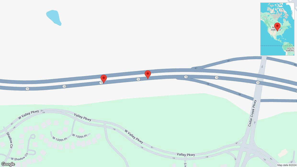 A detailed map that shows the affected road due to 'Broken down vehicle on eastbound K-10 in Lenexa' on November 6th at 6:17 p.m.