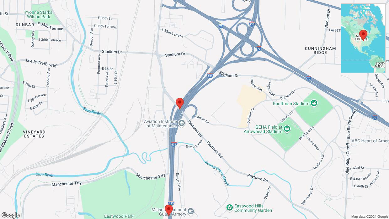 A detailed map that shows the affected road due to 'Crash update: I-435' on November 7th at 1:35 p.m.