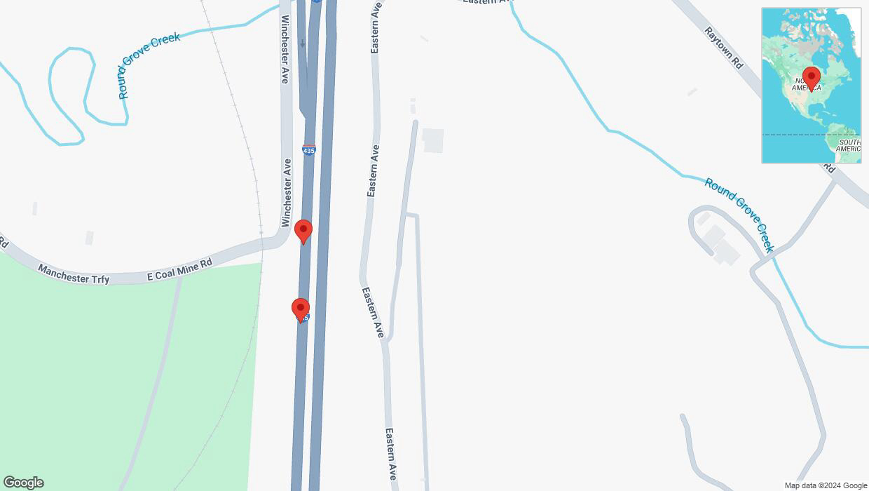 A detailed map that shows the affected road due to 'Broken down vehicle on southbound I-435 in Kansas City' on November 7th at 7:47 p.m.