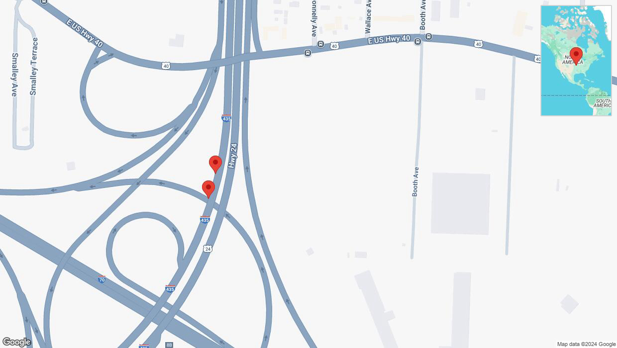 A detailed map that shows the affected road due to 'Broken down vehicle on southbound I-435 in Kansas City' on November 8th at 8:53 p.m.