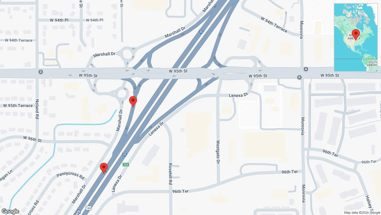 A detailed map that shows the affected road due to 'A crash has been reported on Marshall Drive' on November 11th at 2:58 p.m.