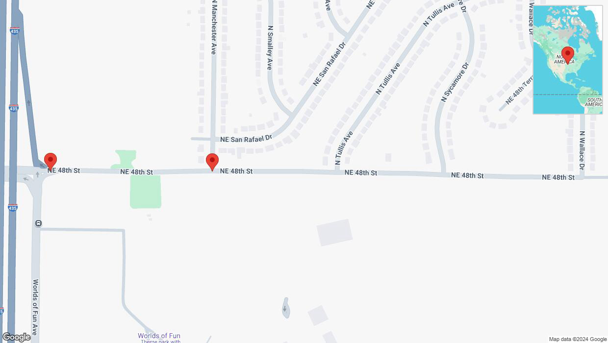 A detailed map that shows the affected road due to 'Kansas City: North Manchester Avenue temporarily closed' on November 17th at 9:52 p.m.
