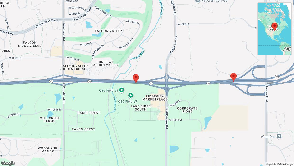 A detailed map that shows the affected road due to 'Reports of a crash on eastbound K-10' on November 12th at 5:28 p.m.