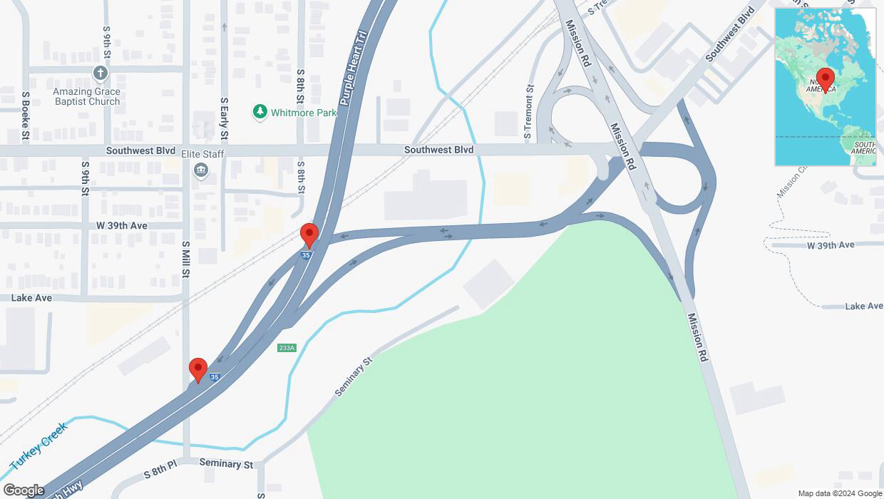 A detailed map that shows the affected road due to 'A crash has been reported on I-35 South' on November 12th at 11:52 p.m.