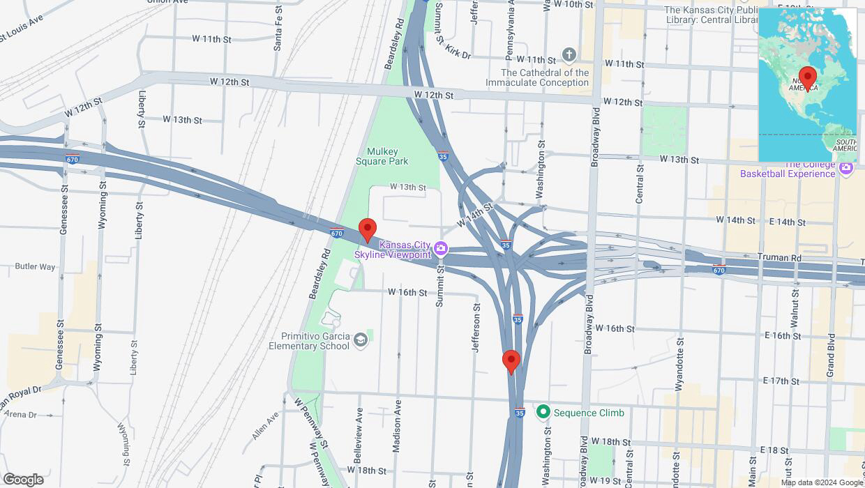 A detailed map that shows the affected road due to 'Kansas City: Belleview Avenue temporarily closed' on November 13th at 11:22 p.m.