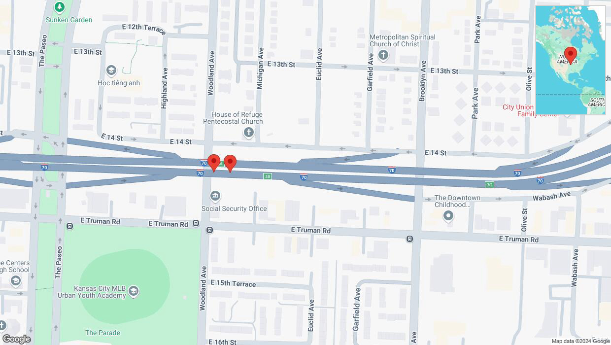 A detailed map that shows the affected road due to 'A crash has been reported on eastbound I-70' on November 14th at 8:04 p.m.