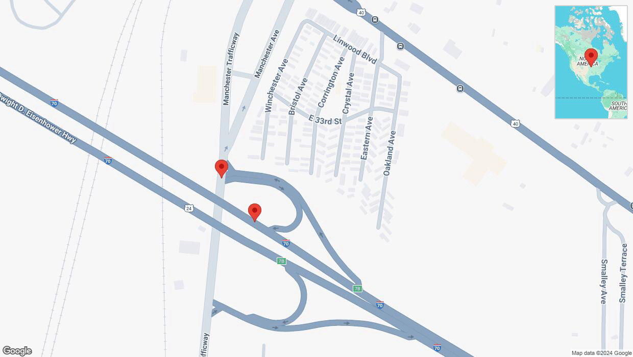 A detailed map that shows the affected road due to 'Kansas City: Winchester Avenue closed' on November 15th at 11:40 p.m.
