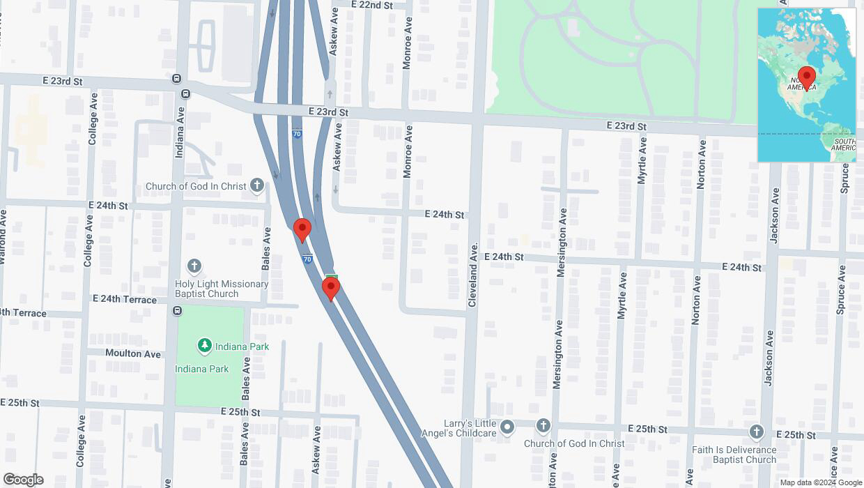 A detailed map that shows the affected road due to 'Broken down vehicle on eastbound I-70 in Kansas City' on November 16th at 4:34 p.m.