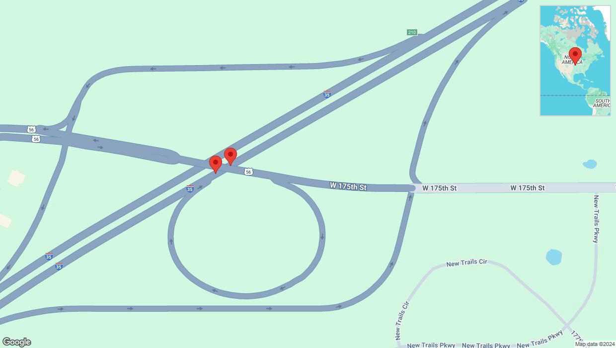 A detailed map that shows the affected road due to 'Crash reported on eastbound I-35 in Gardner' on November 18th at 6:04 p.m.