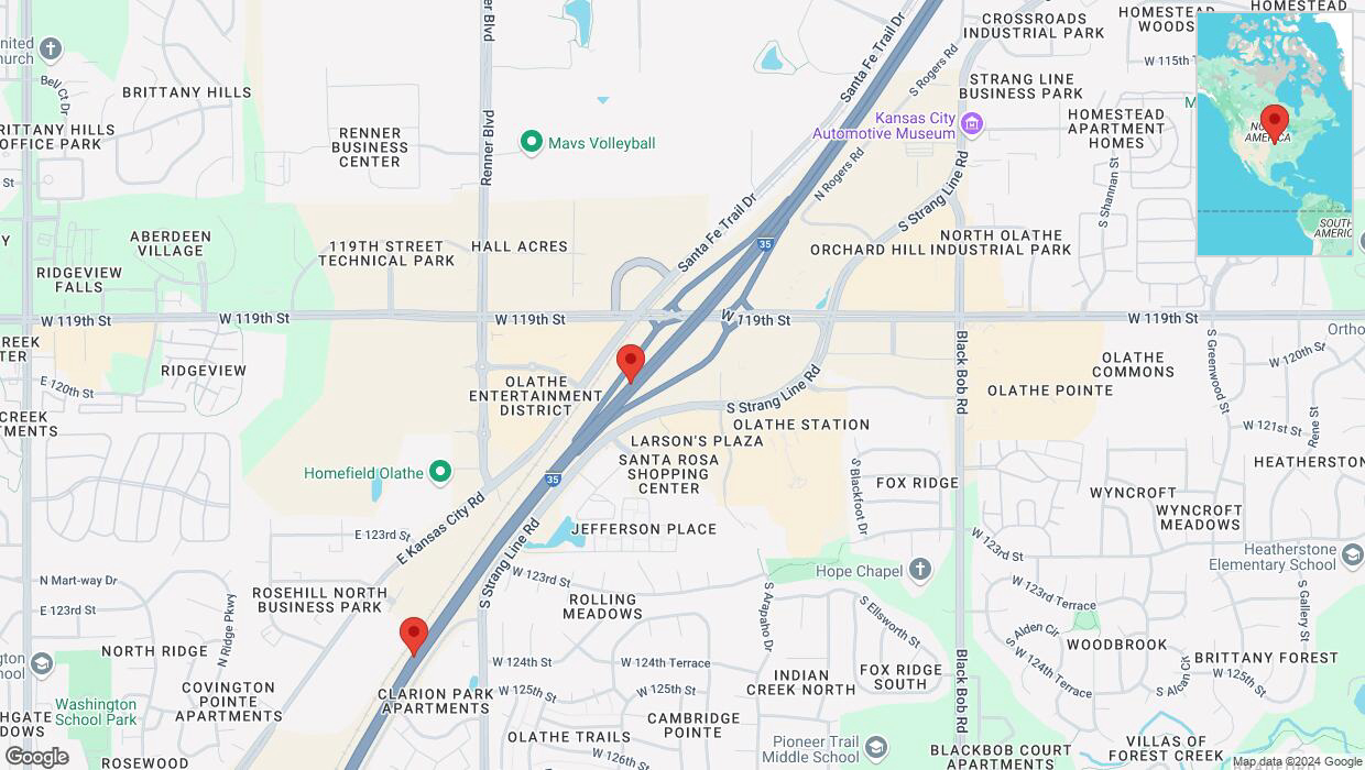 A detailed map that shows the affected road due to 'Drivers cautioned as heavy rain triggers traffic concerns on westbound I-35 in Olathe' on November 18th at 4:40 p.m.