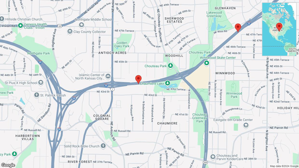 A detailed map that shows the affected road due to 'Traffic alert issued due to heavy rain conditions on northbound I-35 in Kansas City' on November 18th at 5:04 p.m.