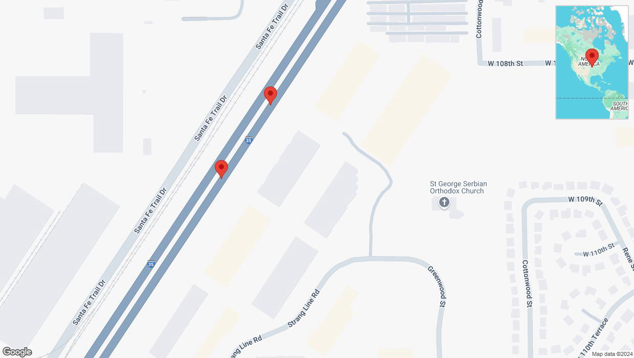 A detailed map that shows the affected road due to 'Crash reported on eastbound I-35 in Lenexa' on November 20th at 4:46 p.m.