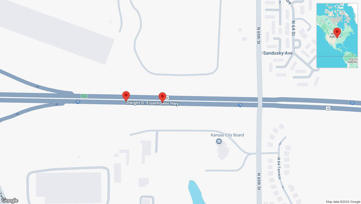 A detailed map that shows the affected road due to 'Crash reported on eastbound I-70 in Kansas City' on November 21st at 4:28 p.m.