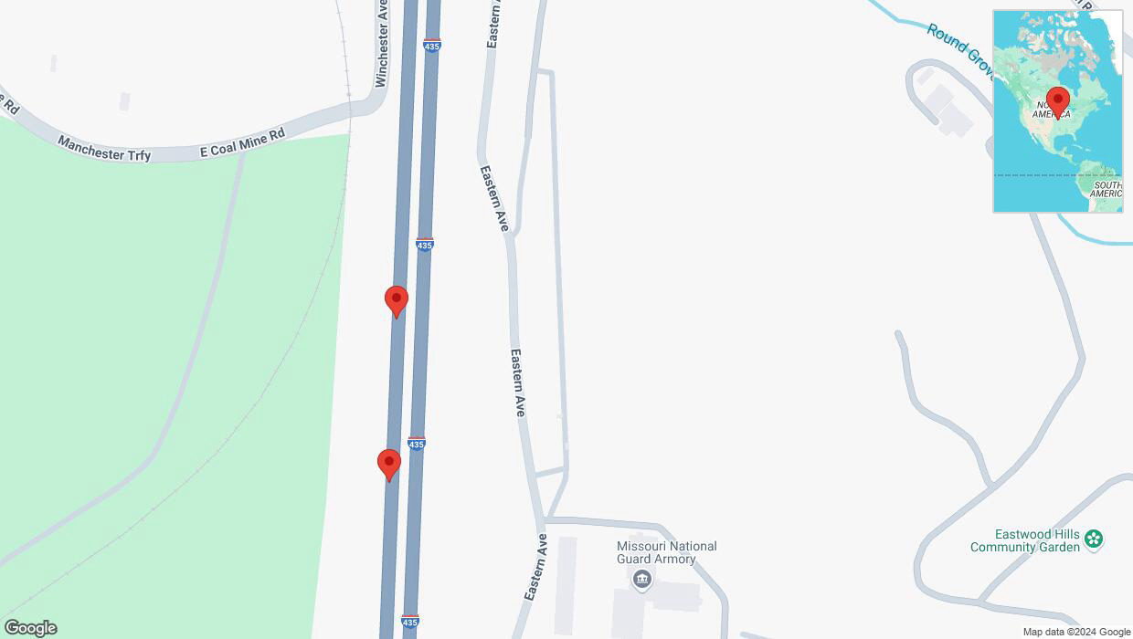 A detailed map that shows the affected road due to 'Crash reported on southbound I-435 in Kansas City' on November 21st at 6:16 p.m.