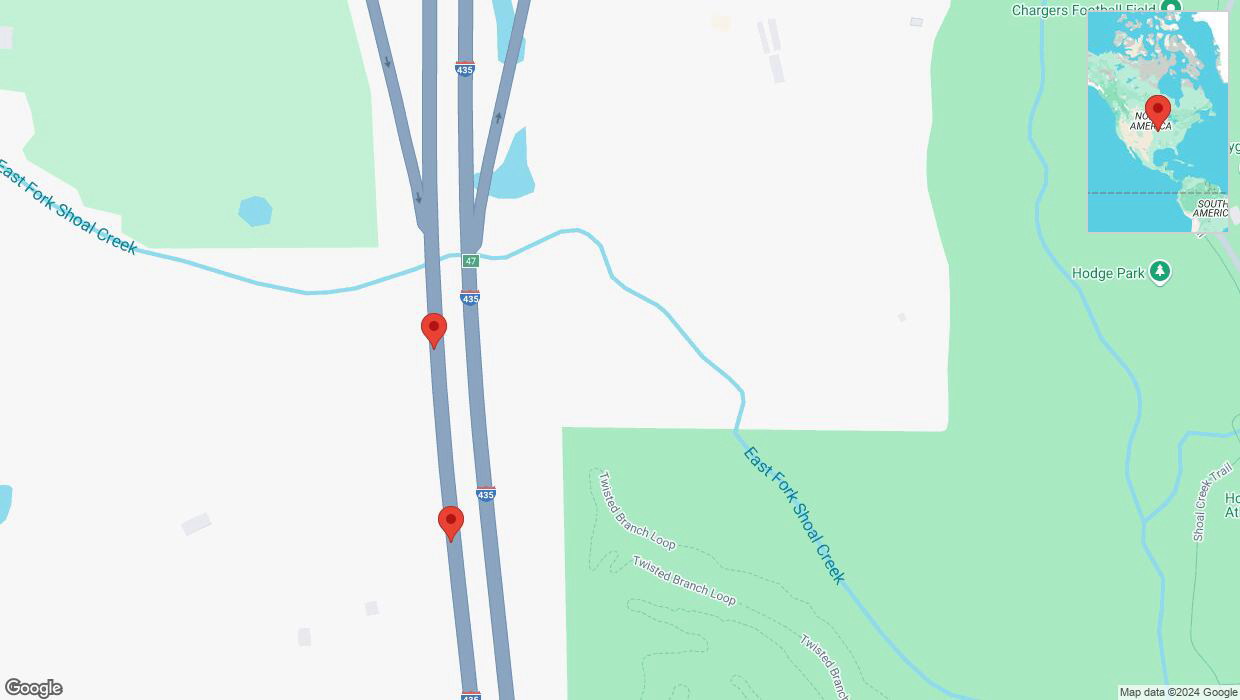 A detailed map that shows the affected road due to 'Crash update: I-435' on November 22nd at 5:33 p.m.