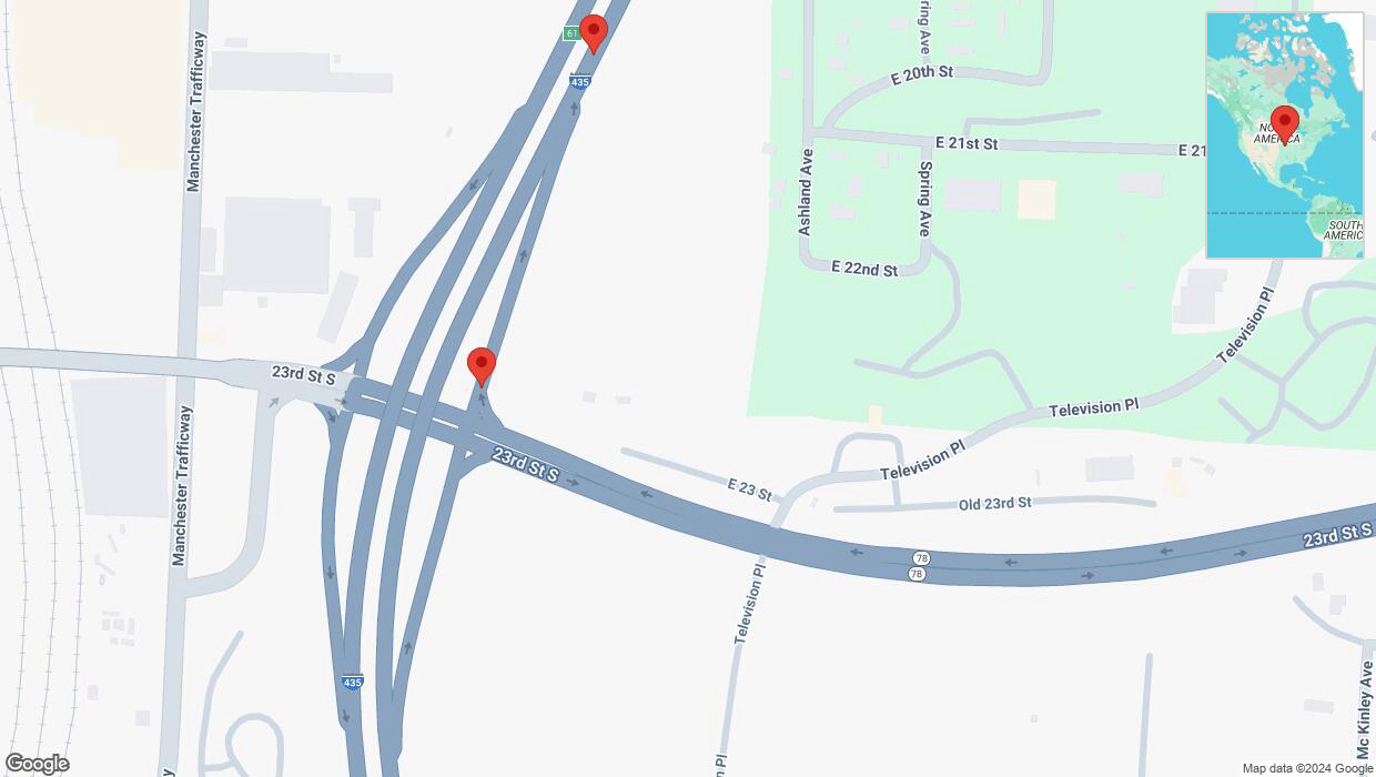 A detailed map that shows the affected road due to 'Crash update: East 23 Street' on November 23rd at 9:51 p.m.