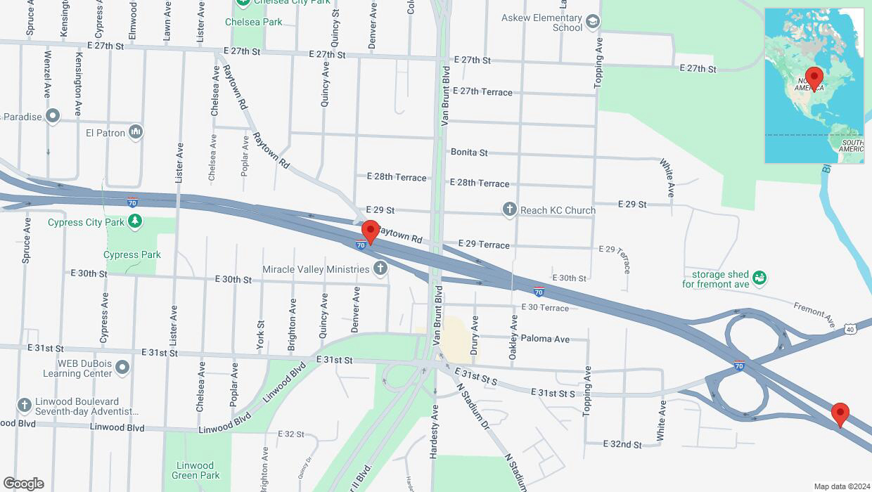 A detailed map that shows the affected road due to 'Reports of a crash on eastbound I-70' on November 24th at 1:44 p.m.