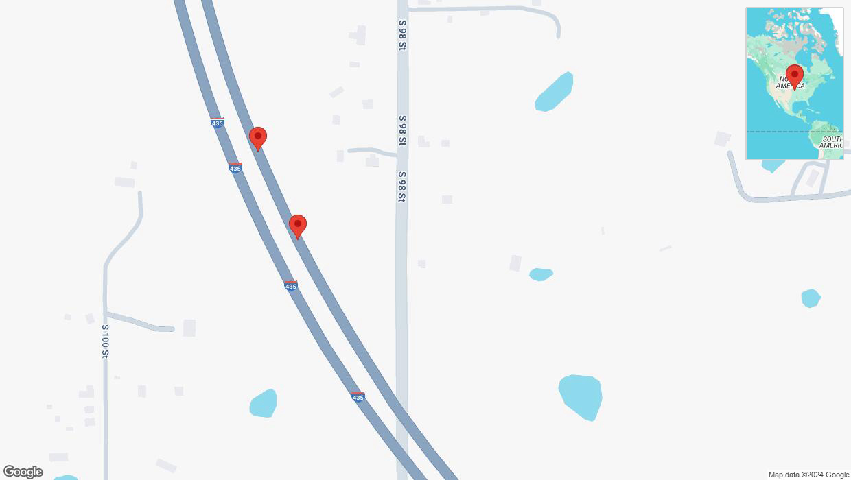 A detailed map that shows the affected road due to 'Broken down vehicle on northbound I-435 in Edwardsville' on November 25th at 2:31 p.m.