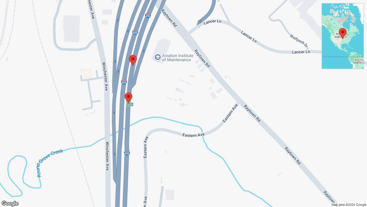 A detailed map that shows the affected road due to 'Broken down vehicle on northbound I-435 in Kansas City' on November 28th at 11:49 p.m.