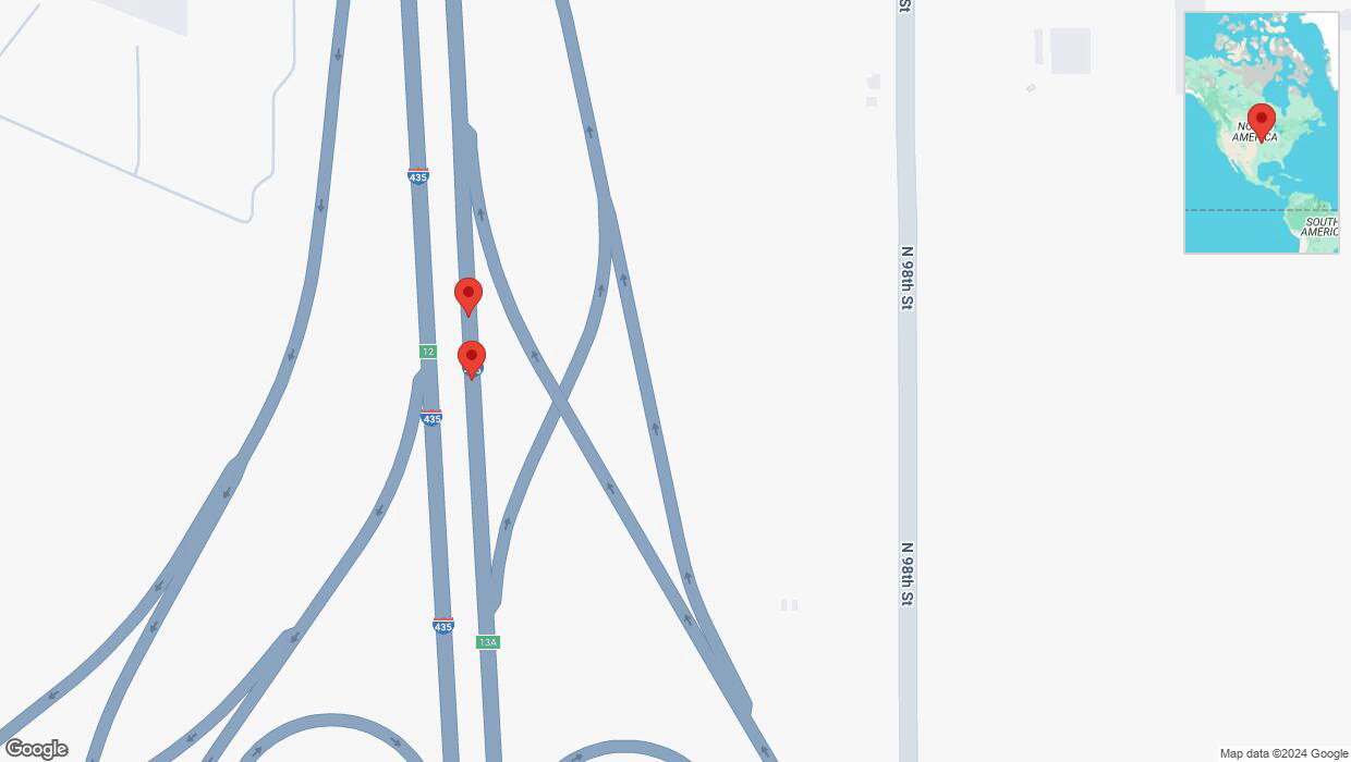 A detailed map that shows the affected road due to 'Reports of a crash on northbound I-435' on November 29th at 5:54 p.m.