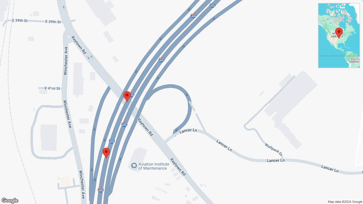 A detailed map that shows the affected road due to 'Broken down vehicle on southbound I-435 in Kansas City' on December 1st at 5:56 p.m.