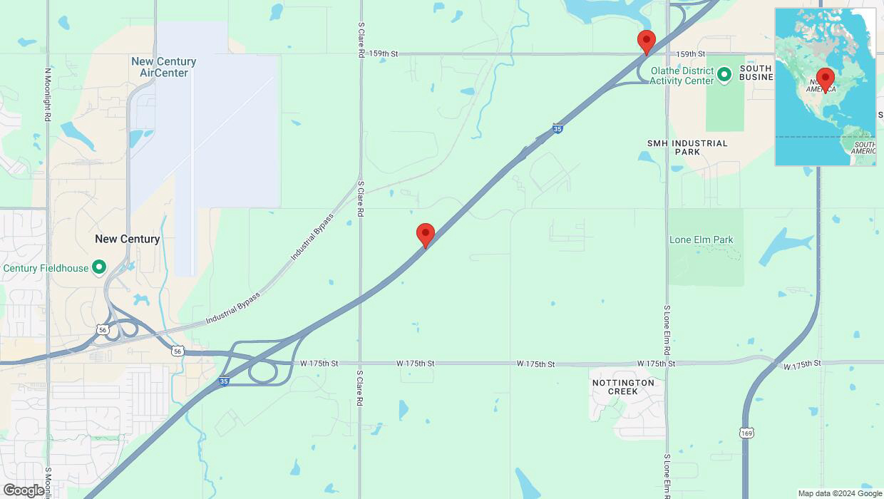 A detailed map that shows the affected road due to 'I-35 temporarily closed in Gardner' on November 30th at 12:34 p.m.